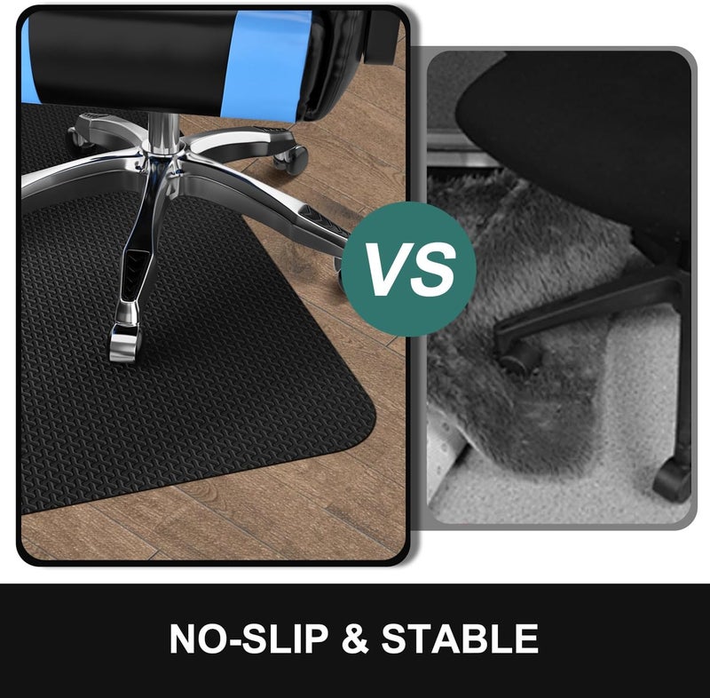 FURKIT حصيرة كرسي المكتب للأرضيات الصلبة، 50"x60" حصيرة كرسي كمبيوتر كبيرة، سجادة واقية للأرضيات بنمط Y الفريد للكراسي المتحركة، حصيرة أرضية من PVC مضادة للانزلاق للعمل، المنزل، والألعاب - Image 3